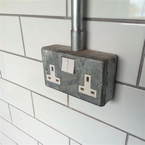 exposed outlet electrical box conduit industrial look|exposed electrical wiring.